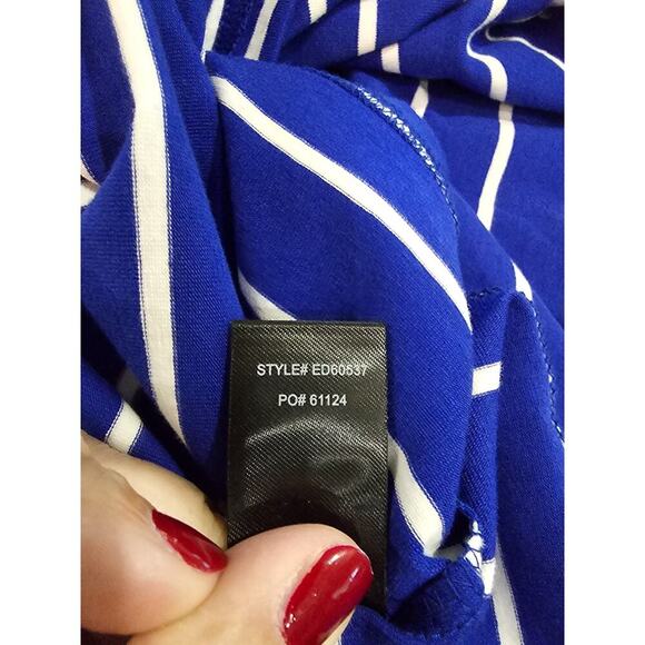 NWT Womens Lulus T Shirt Knit Dress Size Small Royal Blue Striped White Comfort - Picture 4 of 6